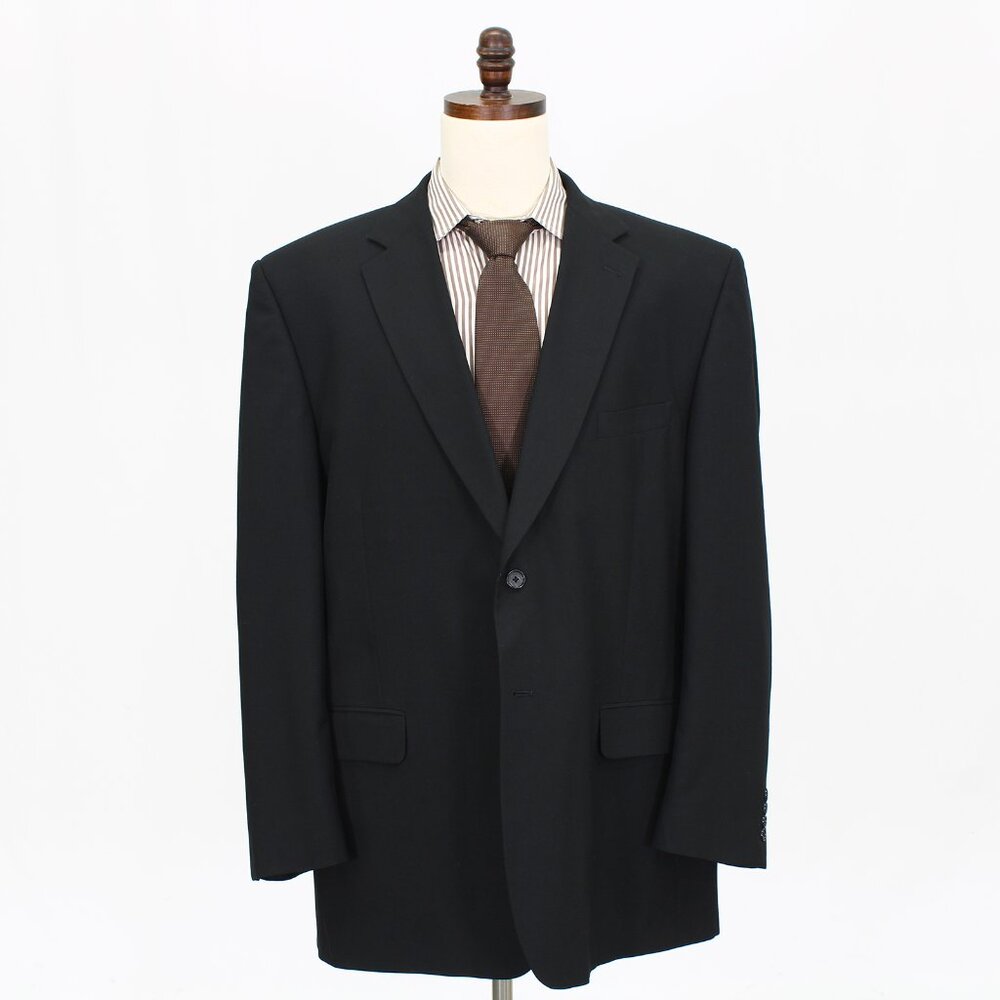 Statements 50L Black Solid 2-Button Sport Coat Blazer Jacket G938